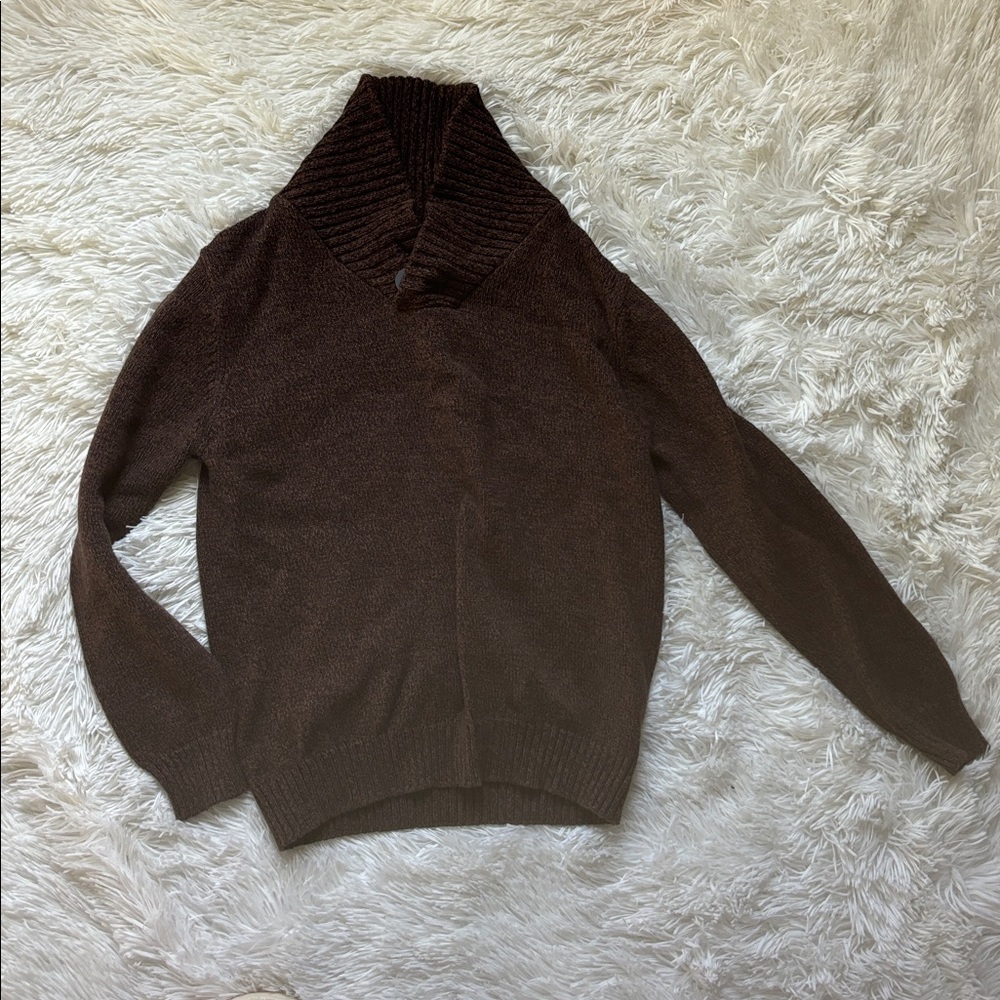 Boys Brown Shawl Collar Sweater S Small